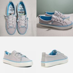 Sperry Crest‎ Vibe Boat Shoes Women's Beaded Grey Blue New Size 9 Nautical